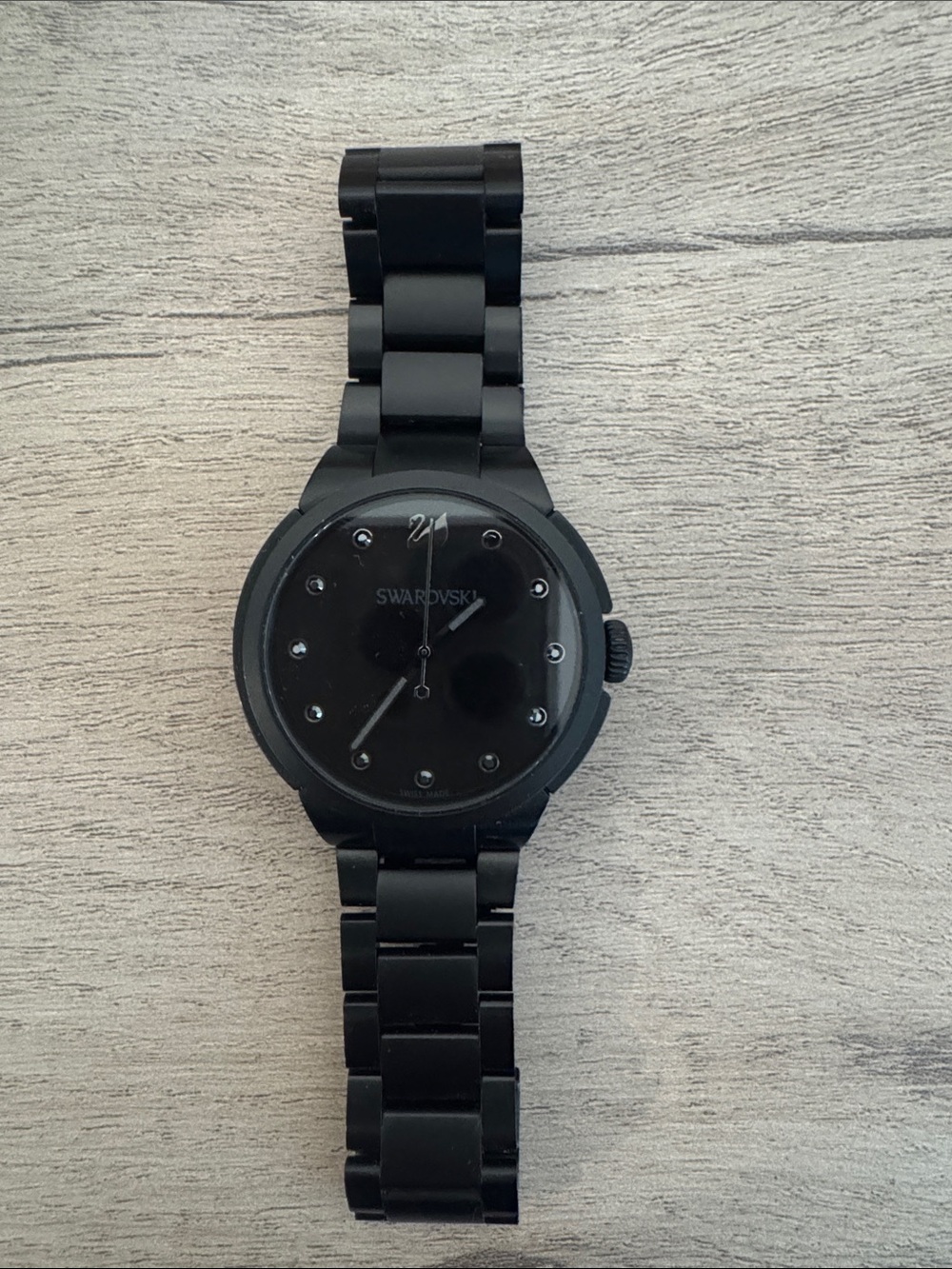 Swarovski All-Black Crystal Marker Stainless Steel Watch